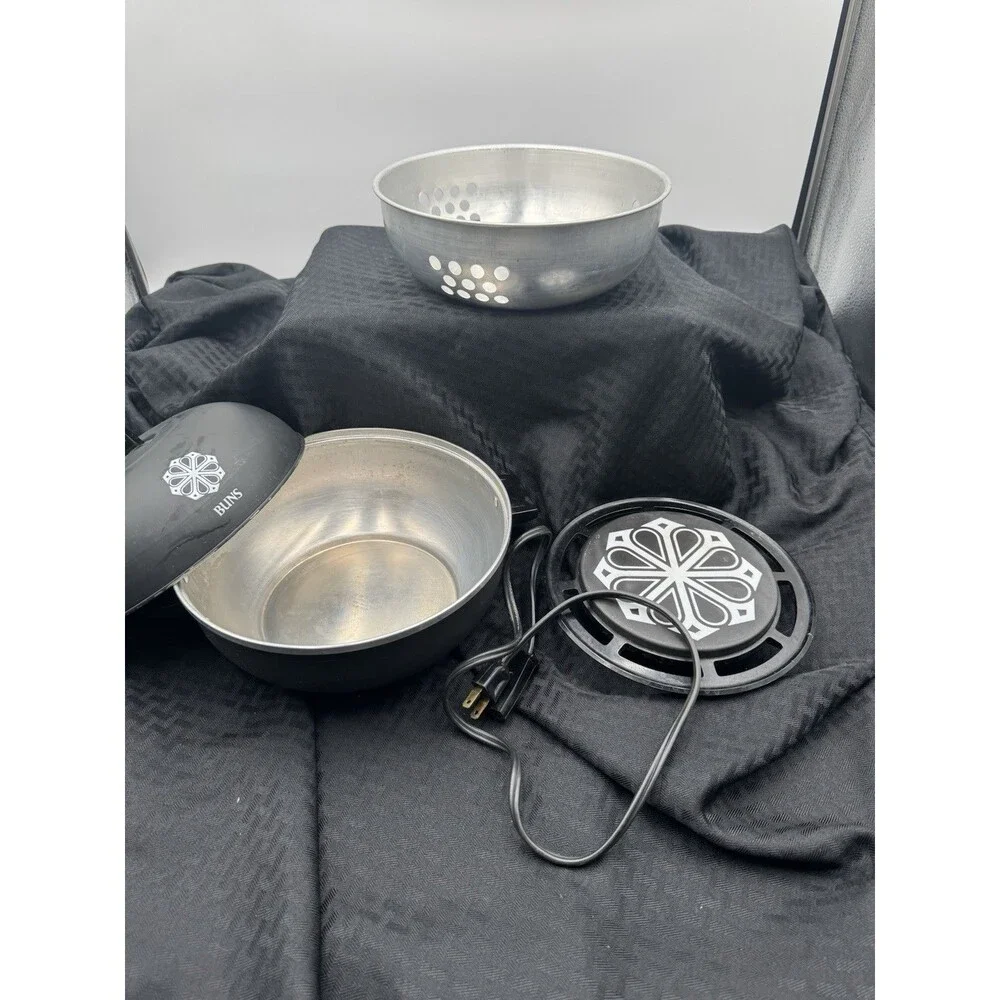 Black Bun Warmer With Electric Base To Keep Warm